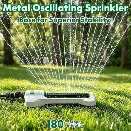 Heavy Duty Oscillating Sprinkler for Yard, Metal Base, 19 Nozzles - Image 2