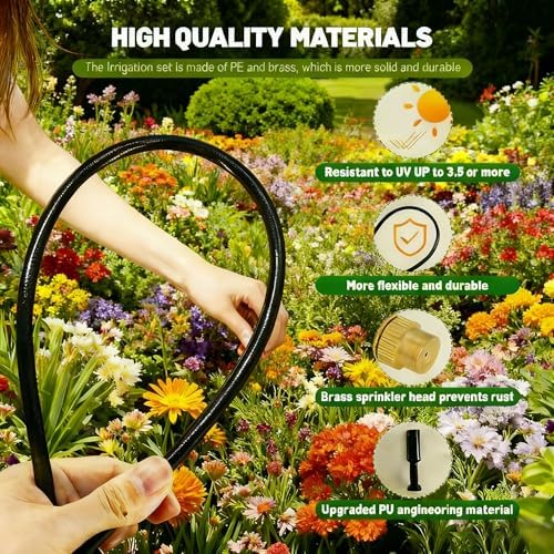 Drip Irrigation System，360° Bendable Drip Irrigation Kit Automatic Irrigation System for Garden, Adjustable Garden Watering Misting System for Greenhouse, Yard, Lawn, Plant(66FT) - Image 2