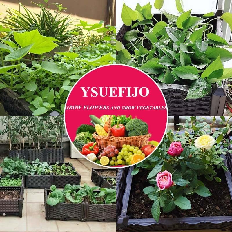 YSUEFIJO Raised Garden Bed Planter Box, Vegetable Flowers Planting Raised Container, Planter Box Indoor Rectangular, Planter Raised Beds W/Drainage Holes, for Outdoor Patio, Deck, Balcony - Image 5