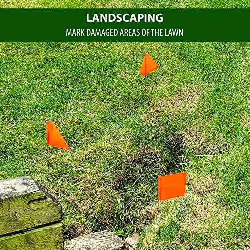 Fluorescent Orange Marking Flags 1000 Pack - 4x5x15 Inch Bulk Yard Flags - Markers For Lawn, Irrigation, Landscaping, Survey & Sprinkler Head Marking - Image 3