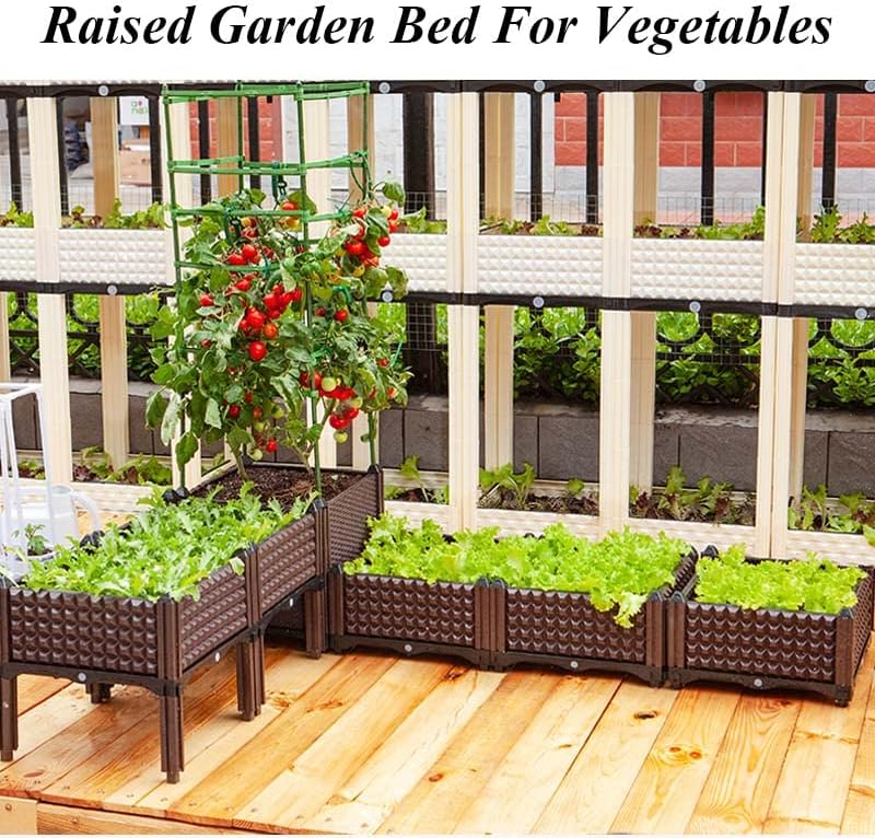YSUEFIJO Raised Garden Bed Outdoor, Elevated Plastic Planter Box, Garden Grow Box Patio Gardening Planter Box, with Water Design & Drainage Holes, for Flower Vegetable Herbs - Image 2