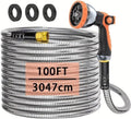 100FT 304 Stainless Steel Garden Hose with 10-Pattern Spray Nozzle (Orange) by Unknown