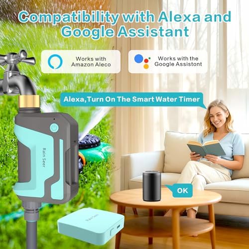 Smart WiFi Sprinkler Timer with 1666 Feet RF Gateway, Brass Inlet Water Timer for Garden Hose, App Remote Control with Alexa, Rain Delay and Manual Mode for Garden and Lawn. - Image 5