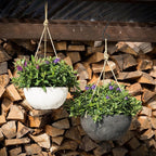 Root & Vessel Self Watering Hanging Planter for Indoor or Outdoor Plants, Unique Marbled Hanging Basket Made of Eco-Friendly Blend of Stone & Plastic, White, 12" - Image 2