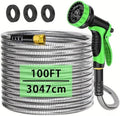 100FT 304 Stainless Steel Garden Hose with 10-Pattern Spray Nozzle (Green) by Unknown